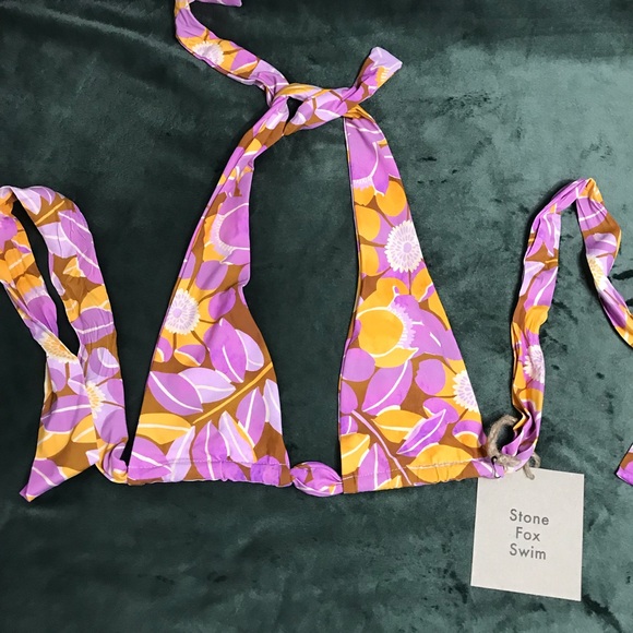 Stone Fox Swim Swimsuit Retro Bloom Print Rico Bikini Top & River Bottom Size XS - Picture 9 of 16